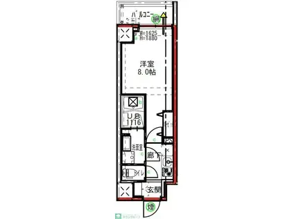 ユリカロゼ五反野II(1K/7階)の間取り写真