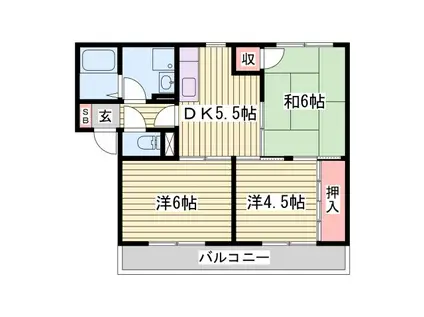 サンマリン(3DK/1階)の間取り写真