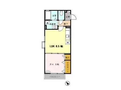 北九州モノレール 平和通駅 徒歩21分 2階建 築20年(1LDK/2階)の間取り写真