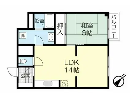 仙台ニュースカイマンション2号棟(1LDK/6階)の間取り写真