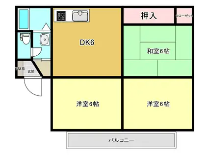 ファミーユ 大平(3DK/1階)の間取り写真
