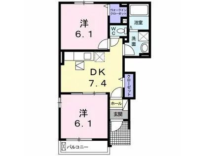 プリザーブ(2DK/1階)の間取り写真