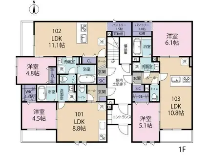 LUNA GRACE(1LDK/1階)の間取り写真