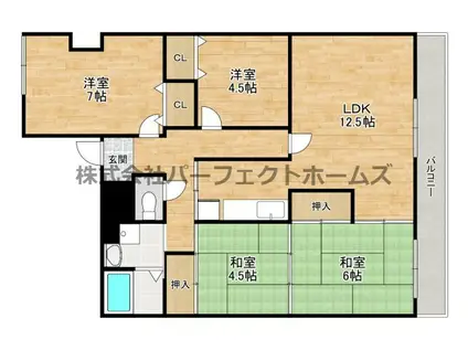 宮之阪ハイツ弐番館(4LDK/13階)の間取り写真