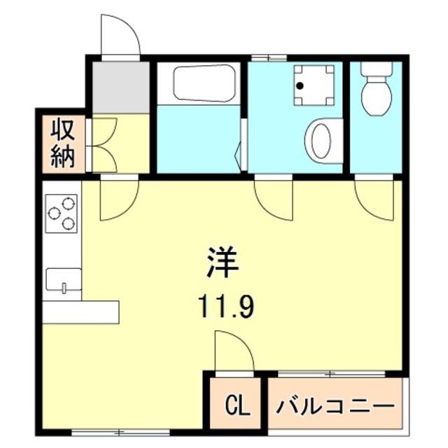 平野レジデンス(ワンルーム/3階)の間取り写真