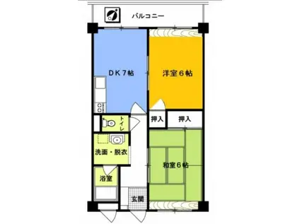 コーポカミーリア(2DK/4階)の間取り写真