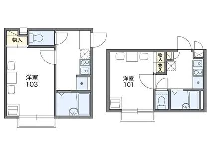 レオパレスドミール(1K/1階)の間取り写真