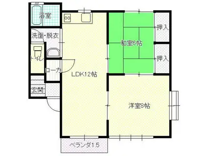 コーポ北天昌寺(2LDK/1階)の間取り写真