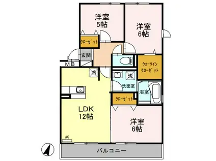 セジュールSAKURAII(3LDK/3階)の間取り写真