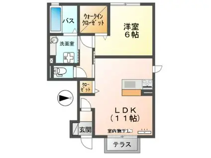 クオーレ B棟(1LDK/1階)の間取り写真