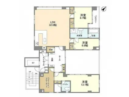 ルクレ日本橋蛎殻町(3SLDK/7階)の間取り写真