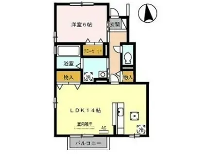 ヴィライーハトーヴB棟(1LDK/1階)の間取り写真