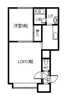 コーポ富貴C/D(1LDK/1階)の間取り写真