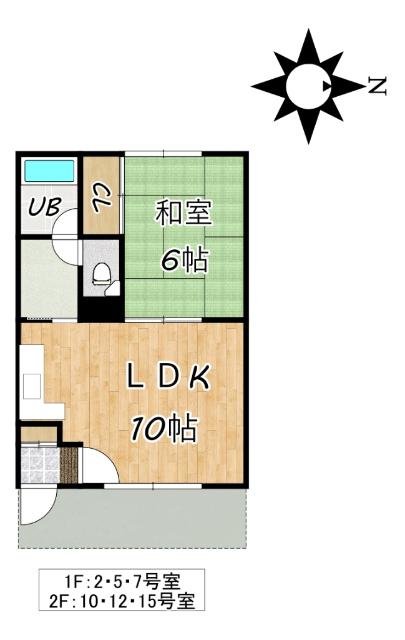11条ハイツ(1LDK/2階)の間取り写真