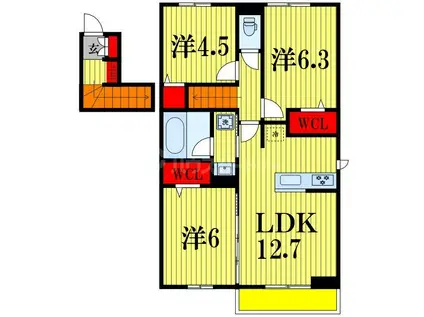 グレイスマチハタ(2LDK/2階)の間取り写真