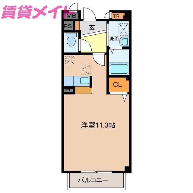 マルベリーI(ワンルーム/1階)の間取り写真