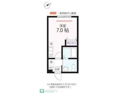 ハーミットクラブハウス 野毛山公園(1K/1階)の間取り写真