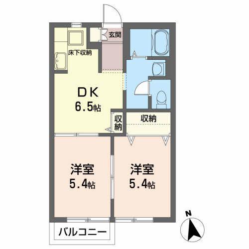 ドエルポラリスB(2DK/1階)の間取り写真