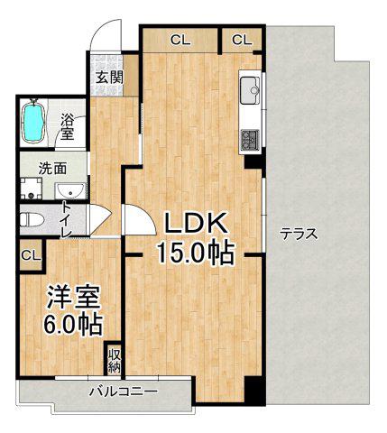 マンション朝霧3号棟(1LDK/2階)の間取り写真