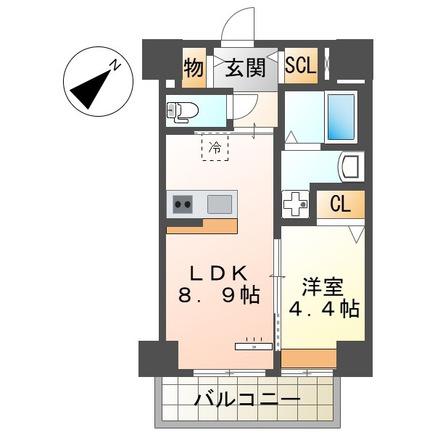 セラヴィ箱崎(1LDK/4階)の間取り写真