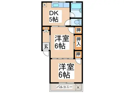 コーポ武蔵野台(2DK/2階)の間取り写真