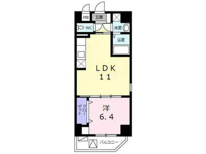 シェロ・ガーデン(1LDK/4階)の間取り写真