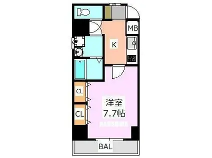 ラウレアビレッジ(1K/6階)の間取り写真