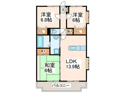 アビタシオンN(3LDK/2階)の間取り写真