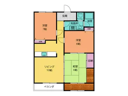 リバーサイド藍川(3LDK/3階)の間取り写真