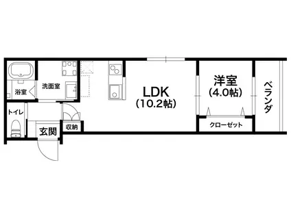 LAND LIGHT新田辺(1LDK/1階)の間取り写真