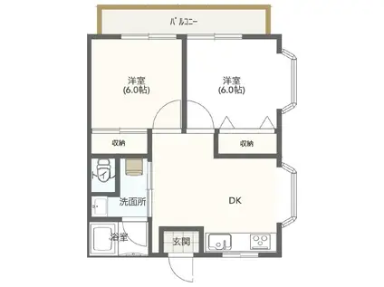 陽だまりのアリエッタ(2DK/1階)の間取り写真