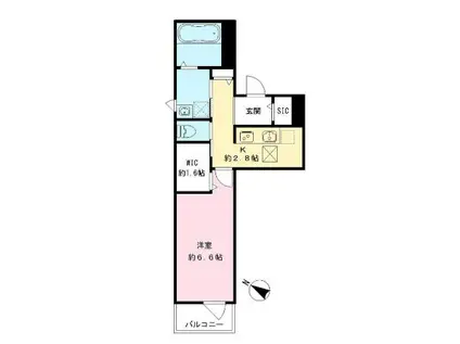 玉南ビル (1K/1階)の間取り写真