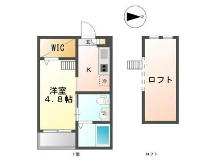 ブランノワール本陣 N(1SK/1階)の間取り写真