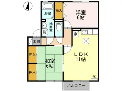 セレクト川内AB(2LDK/1階)の間取り写真