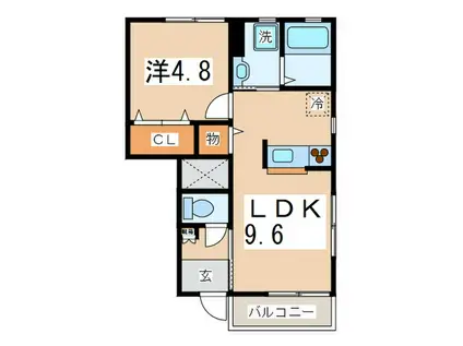 スペース・ケイ・明王(1LDK/1階)の間取り写真