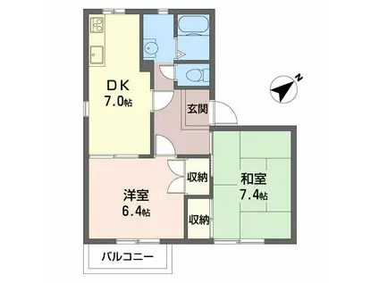 エスコートグリーン(2DK/2階)の間取り写真