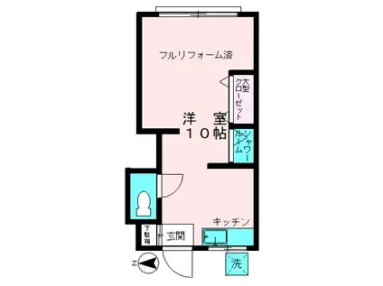 長谷川荘(ワンルーム/2階)の間取り写真