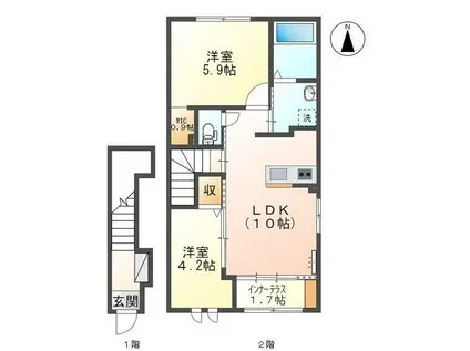 リザレクション・N(2LDK/2階)の間取り写真