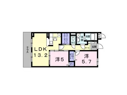 グラン ティユール(2LDK/1階)の間取り写真