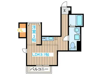 MERIDIAN吉岡弐番館(1LDK/2階)の間取り写真
