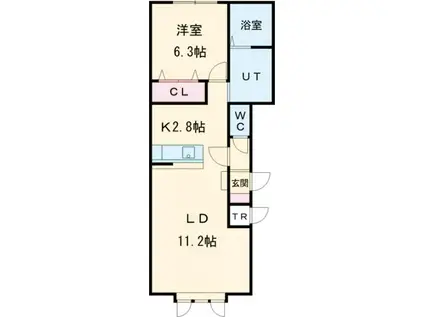 イースエピカB(1LDK/1階)の間取り写真