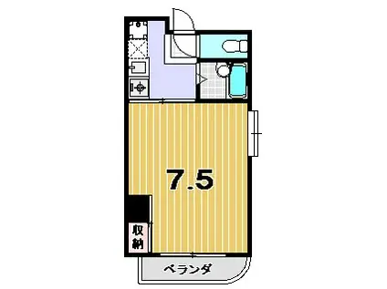 ラ・ビスタII(1K/3階)の間取り写真