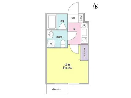 ヒルサイド二子玉川(1K/2階)の間取り写真