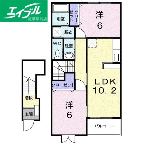ブランプレジールA棟(2LDK/2階)の間取り写真