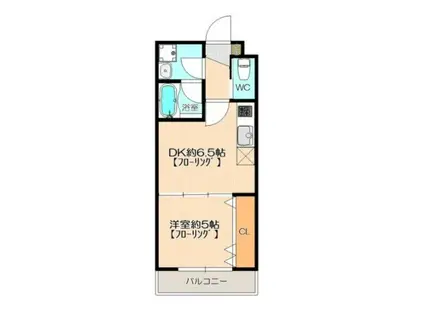 グランドライン那の川(1DK/1階)の間取り写真