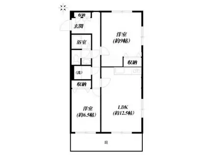 シティヒル山手24 都会の丘2号棟(2LDK/1階)の間取り写真