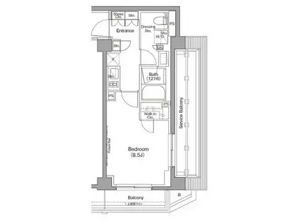ザパークハビオ三軒茶屋テラス(1K/4階)の間取り写真