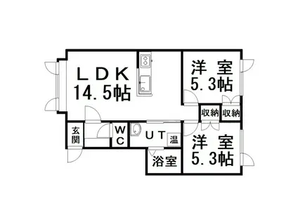 ウエスト PARK(2LDK/1階)の間取り写真