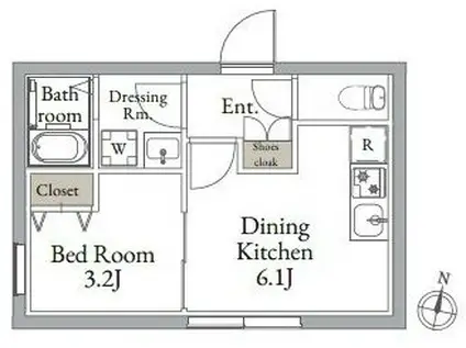 LIVEFLAT東高円寺II(1DK/2階)の間取り写真