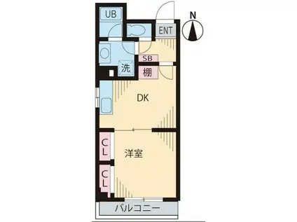 信明コーポ(1DK/4階)の間取り写真